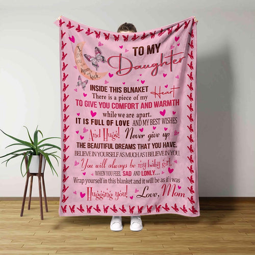 Gifts for Daughter Blanket, "To My Daughter, Never Give Up the Beautiful Dreams That You Have", From Mom, Birthday Christmas Graduation, Inspirational
