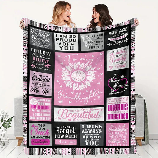 Blanket for Granddaughter Gifts - To my Granddaughter - From Grandma Grandpa, Birthday Christmas Graduation, Inspirational Motivational