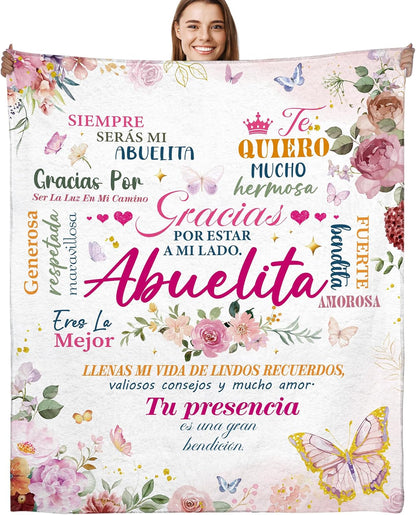 Blanket for Abuelita Gifts, “Gracias por estar a mi lado Abuelita”, From Nieta Nieto, Birthday Christmas Holiday Everyday, Inspirational
