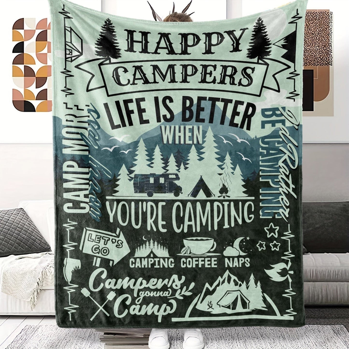 Gifts for Campers Blanket - Life Is Better When You're Camping - From Family Friends, Birthday Christmas Holiday, Inspirational Motivational