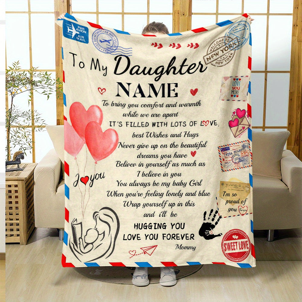 Blanket for Daughter Gifts - Hugging You I Love You Forever Mommy - From Mom, Birthday, Christmas, Everyday Encouragement, Inspirational