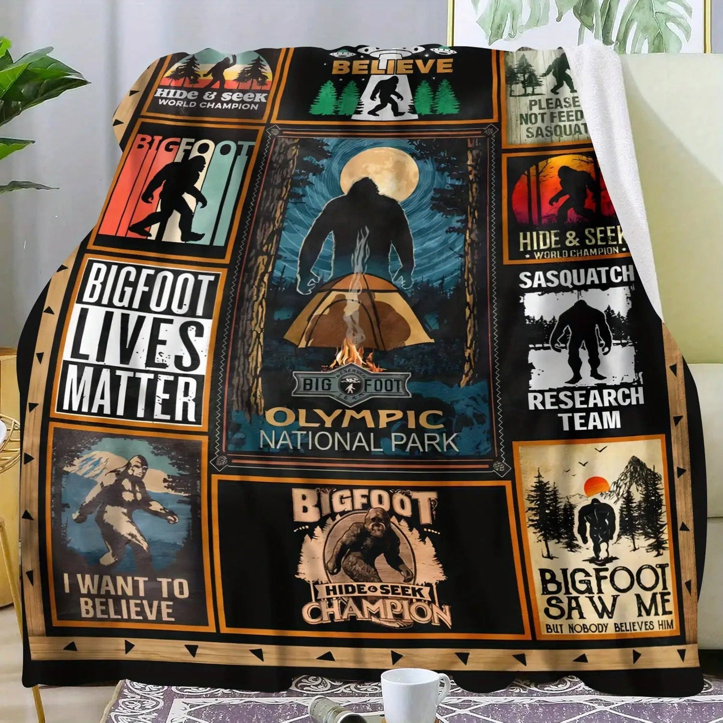 Gifts for Sasquatch Lovers Blanket - Bigfoot Lives Matter - From Family, Birthday Christmas Holiday, Inspirational Mystery