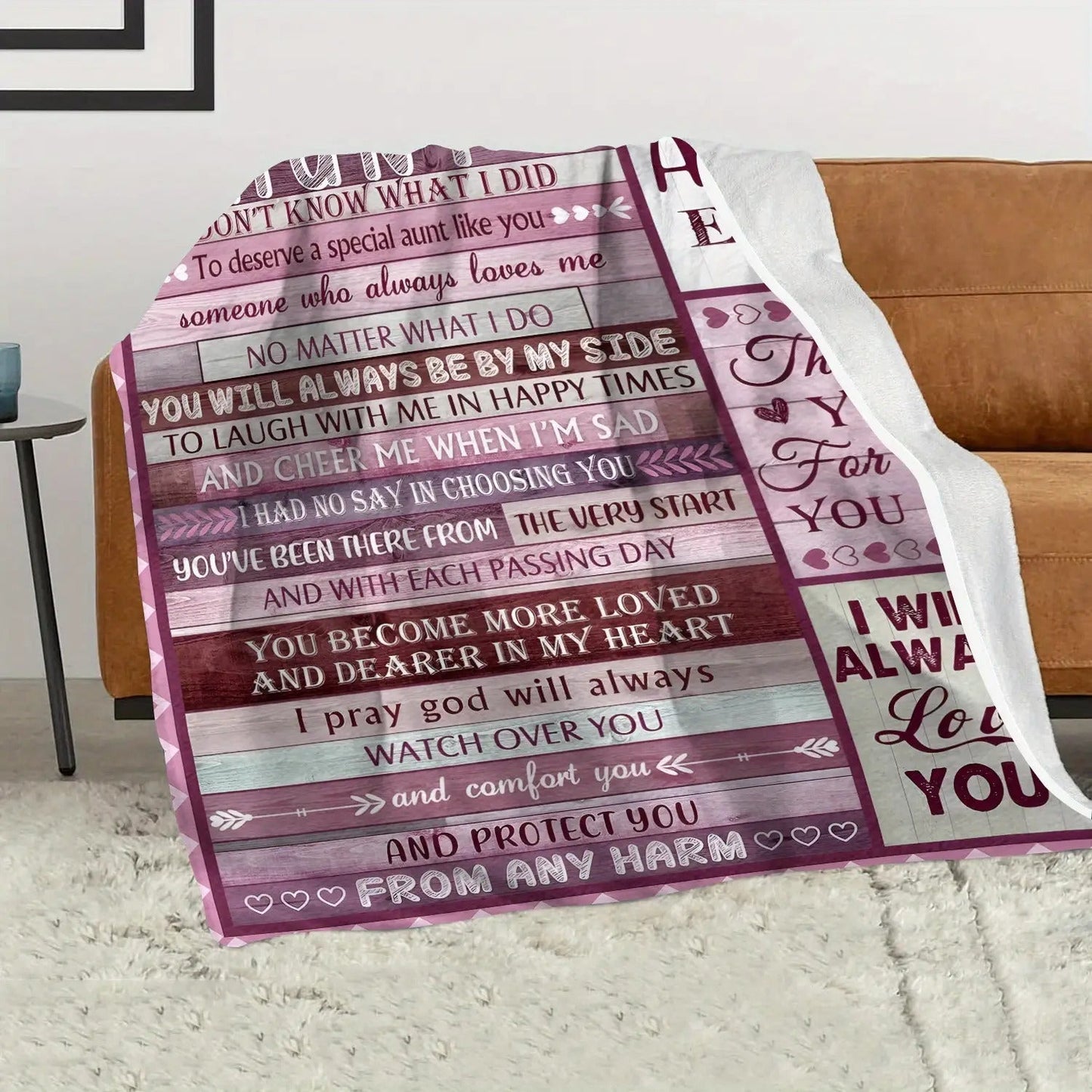 Gifts for Aunt Blanket - Best Aunt Ever, I Will Always Love You - From Niece Nephew, Birthday Christmas Everyday Encouragement, Inspirational