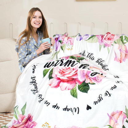 Blanket for Son Gifts, “Warm Hugs”, From Mom Dad, Birthday Christmas Graduation Everyday Encouragement, Inspirational Motivational