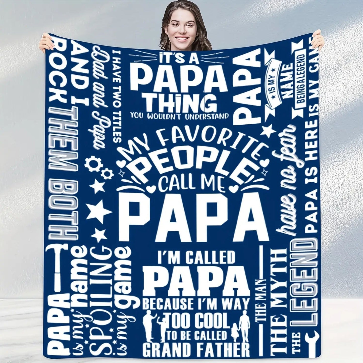 Blanket for Papa Gifts - My Favorite People Call Me Papa - From Children Grandchildren, Birthday Christmas Holiday, Inspirational Motivational