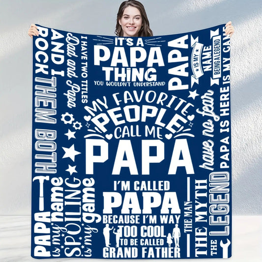 Blanket for Papa Gifts - My Favorite People Call Me Papa - From Children Grandchildren, Birthday Christmas Holiday, Inspirational Motivational