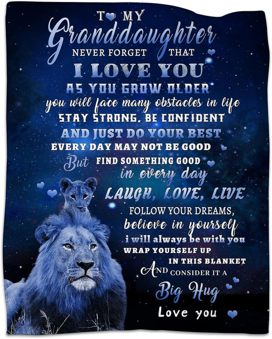 Gifts for Granddaughter Blanket, “Never Forget That I Love You As You Grow Older”, From Grandparents, Birthday Christmas Graduation, Inspirational
