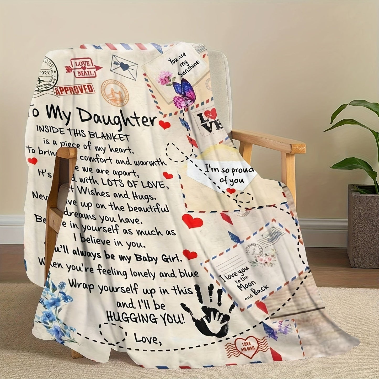 Blanket for Daughter Gifts - To My Daughter Inside This Blanket Is a Piece of My Heart,” From Parents, Birthday, Christmas, Everyday Encouragement, Inspirational
