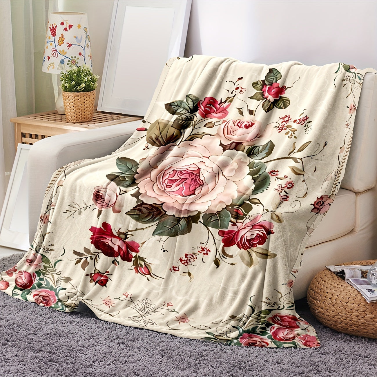 Gifts for Her Blanket, "To My Mom, The Heart of Our Family," From Daughter Son, Birthday Christmas Holiday, Sentimental Floral