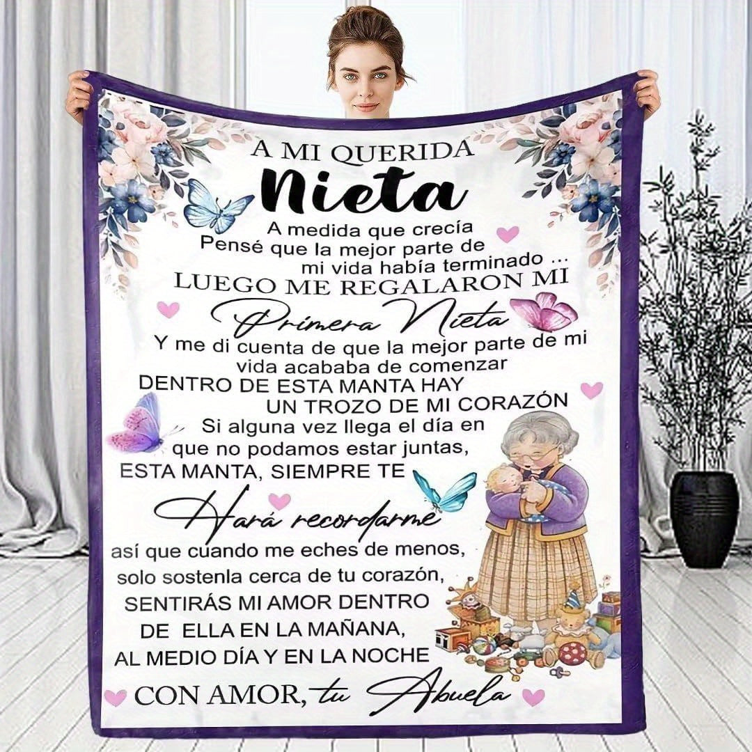 Blanket for Granddaughter Gifts - A Mi Querida Nieta - From Grandma, Birthday, Christmas, Everyday Encouragement, Inspirational Love