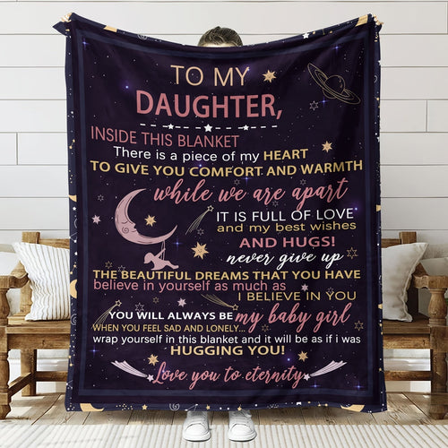 Blanket for Daughter Gifts - To My Daughter Inside This Blanket There Is a Piece of My Heart,” From Parents, Birthday, Christmas, Everyday Encouragement, Inspirational