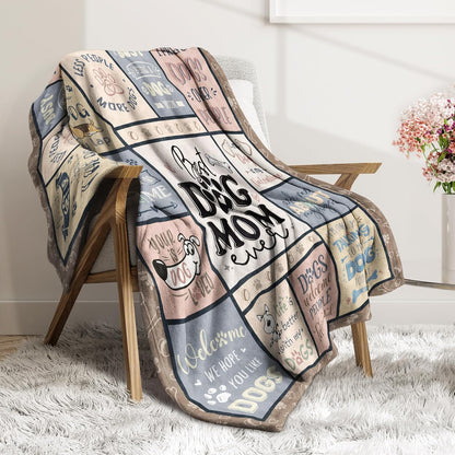 Blanket for Dog Mom Gifts, “Best Dog Mom Ever”, From Son Daughter Kids, Birthday Christmas Everyday Encouragement, Inspirational Theme