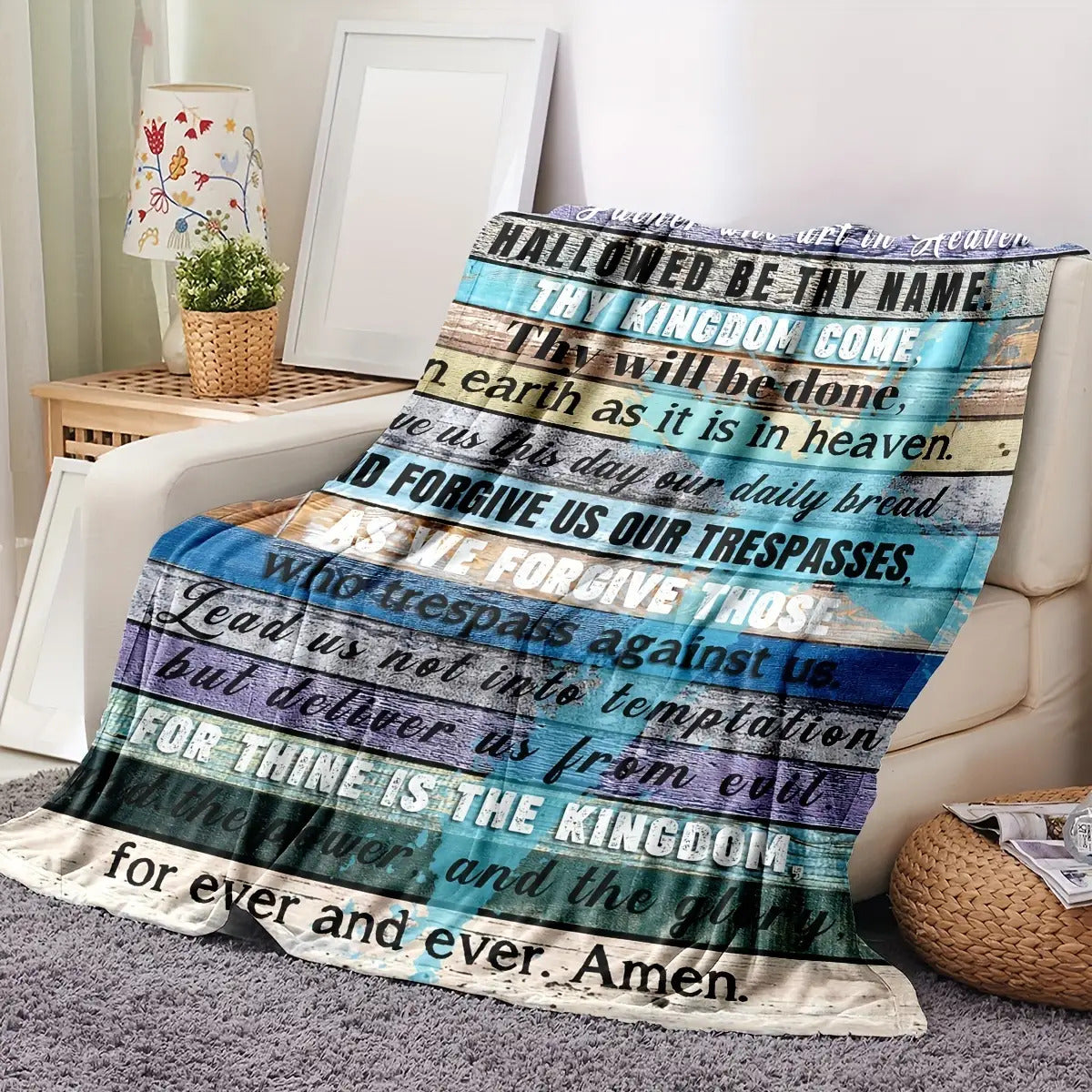 Inspirational Gifts Blanket for Loved Ones - The Lord's Prayer...for ever and ever. Amen. - From Family, Birthday, Christmas, Holiday, Motivational Encouragement