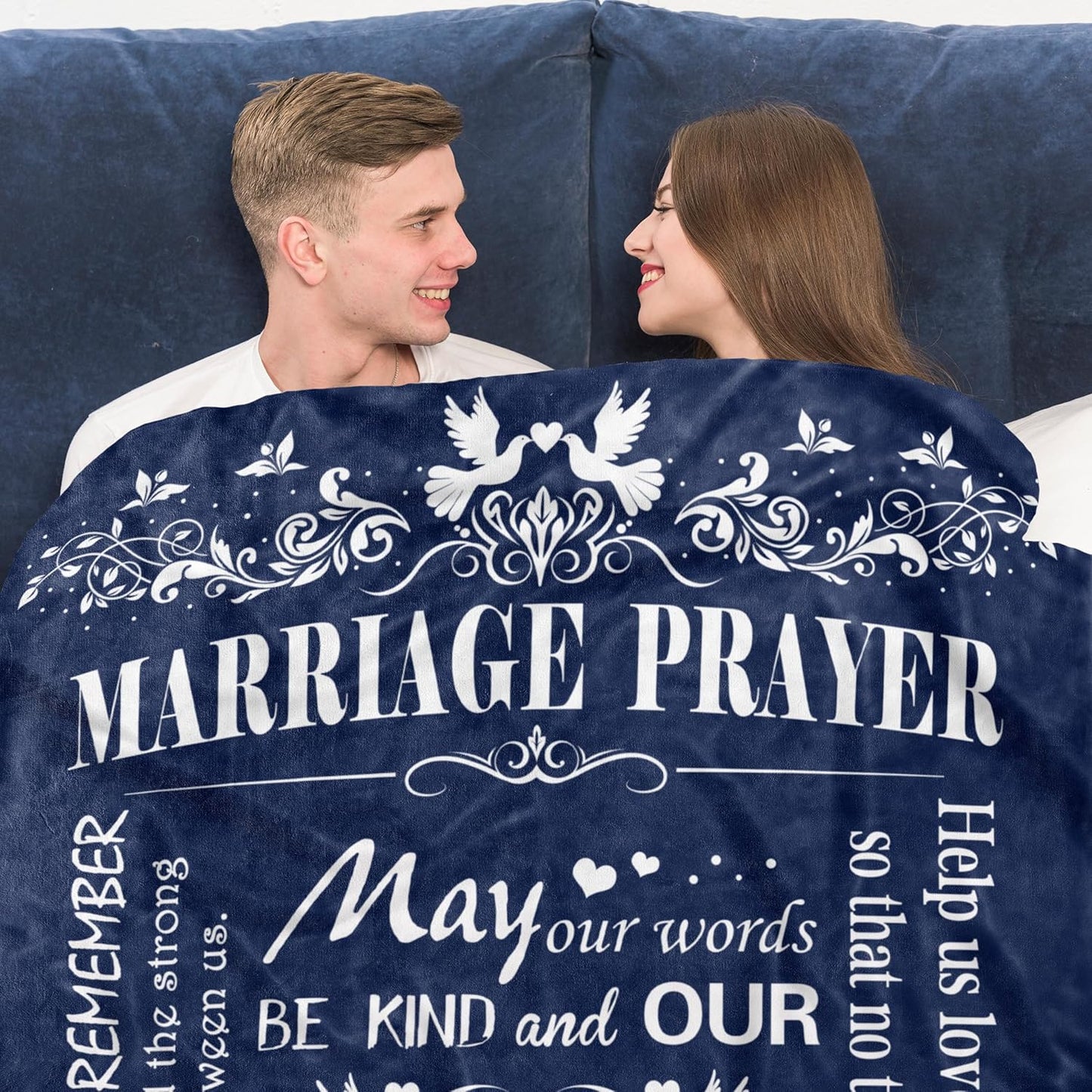 Blanket for Couple Gifts, “Marriage Prayer May Our Words Be Kind and Our Thoughts Gracious”, From Husband Wife, Birthday Christmas Anniversary, Inspirational Faith