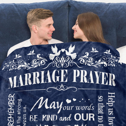 Blanket for Couple Gifts, “Marriage Prayer May Our Words Be Kind and Our Thoughts Gracious”, From Husband Wife, Birthday Christmas Anniversary, Inspirational Faith
