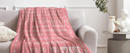 Gifts for Son Blanket, “You Are Loved, Supported, Brave, Courageous, Strong”, From Mom Dad, Birthday, Christmas, Encouragement, Inspirational