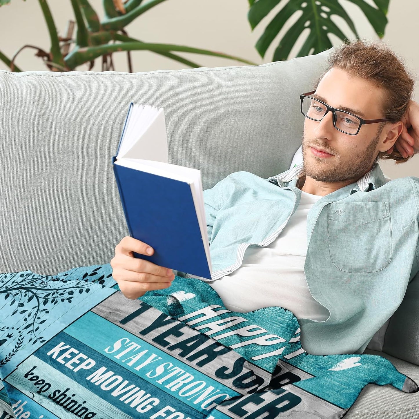 Blanket for Son Gifts, “Happy 1 Year Sober, Your Sobriety Is a Big Deal I Love You”, From Mom Dad, Birthday, Christmas, Motivational Inspirational