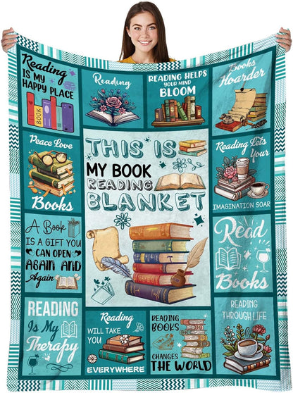 Blanket for Book Lover Gifts, “This Is My Book Reading Blanket”, From Parents, Birthday Christmas Graduation, Inspirational Motivational