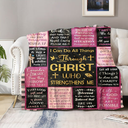 Gifts for Daughter Blanket - I Can Do All Things Through Christ Who Strengthens Me - From Parents, Birthday, Christmas, Everyday Encouragement, Inspirational Faith
