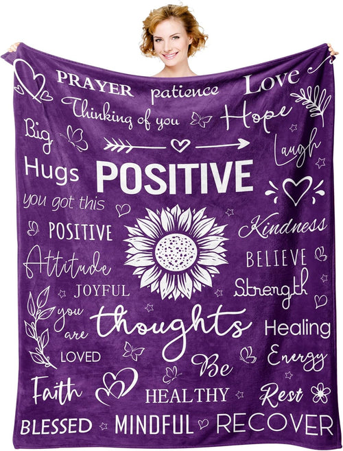 Blanket for Son Gifts, “POSITIVE Thinking of You Joyful Strength Healing”, From Mom Dad, Birthday Christmas Graduation, Inspirational Motivational