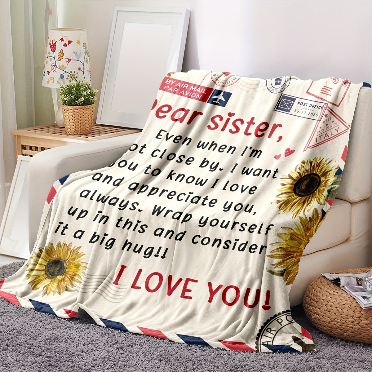 Blanket for Sister Gifts - Dear sister, Even when I’m not close by, I want you to know I love and appreciate you always,” From Sibling, Birthday, Christmas, Everyday Encouragement, Inspirational