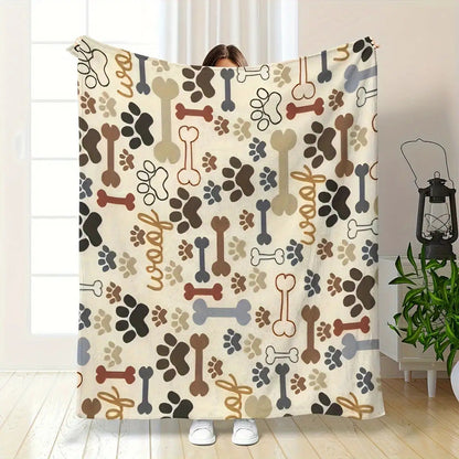 Gifts for Dog Lovers Blanket, "Woof" Pattern Repeat Design, From Pet Owners, Birthday, Christmas, Everyday Encouragement, Motivational Theme