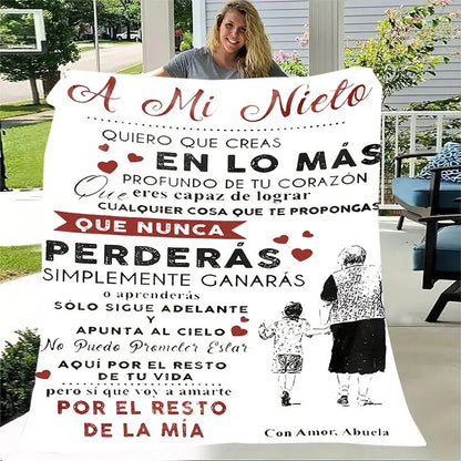 Blanket for Grandson Gifts - A Mi Nieto Quiero Que Creas en Lo Más Profundo de Tu Corazón - From Grandma, Birthday Christmas Graduation, Inspirational Motivational