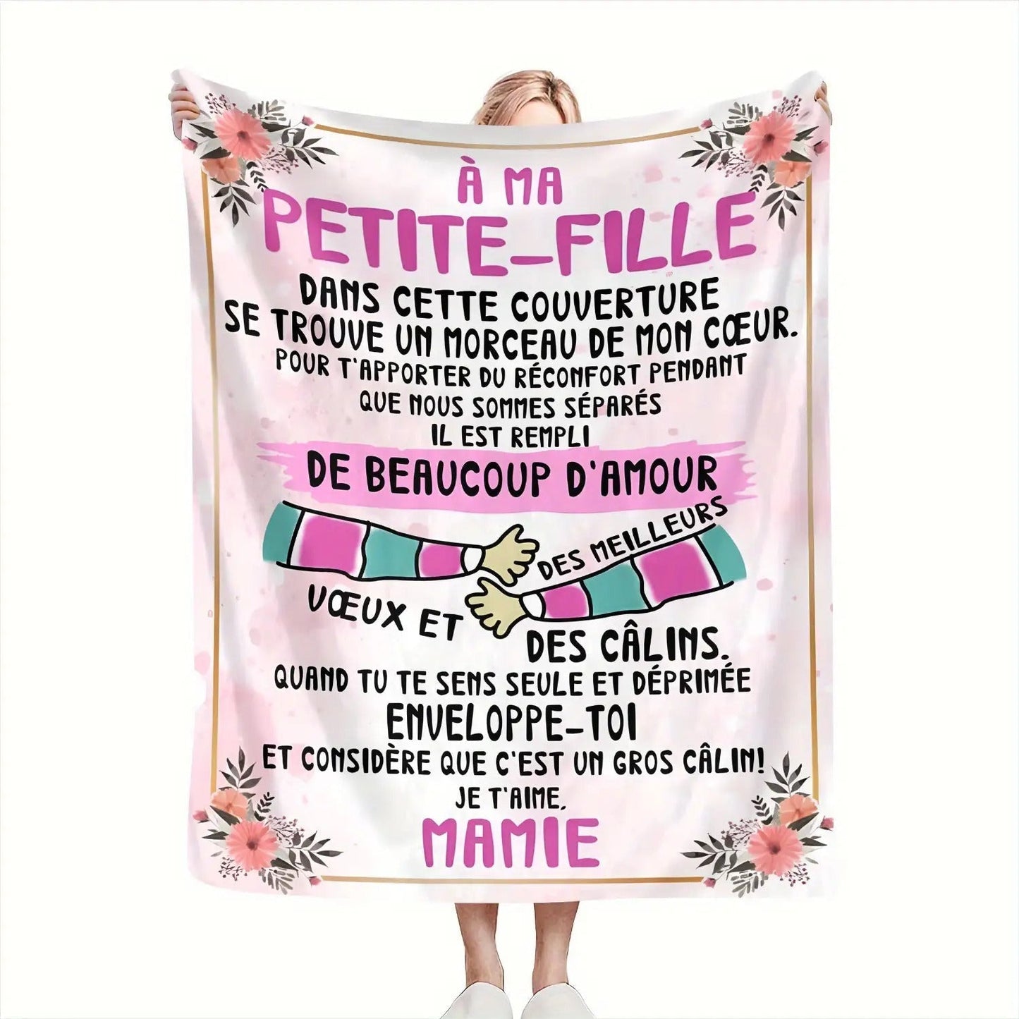 Blanket for Granddaughter Gifts - À Ma Petite-Fille... Il Est Rempli De Beaucoup D'Amour,” From Mamie, Birthday, Christmas, Everyday Encouragement, Inspirational