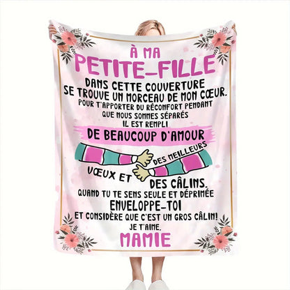 Blanket for Granddaughter Gifts - À Ma Petite-Fille... Il Est Rempli De Beaucoup D'Amour,” From Mamie, Birthday, Christmas, Everyday Encouragement, Inspirational