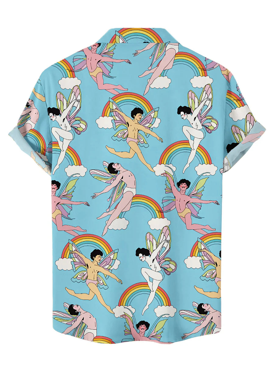 Men's Fun Sexy Rainbow Art Print Hawaiian Shirt