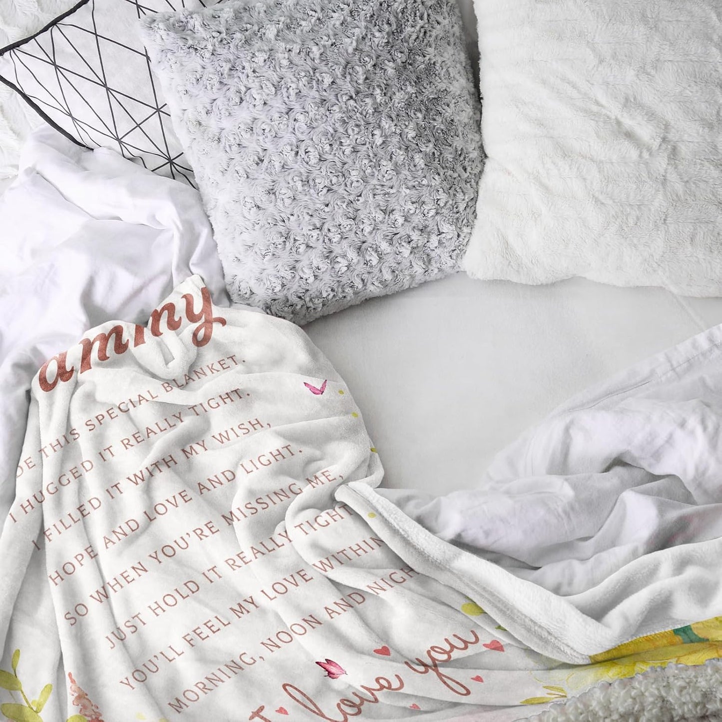 Blanket for Grammy Gifts, “I made this special blanket. I hugged it really tight... I love you”, From Grandchildren, Birthday, Christmas, Inspirational