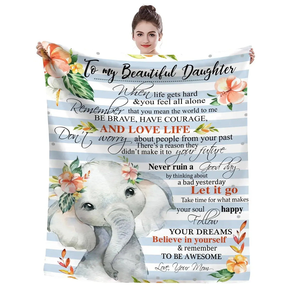 Blanket for Daughter Gifts - To My Beautiful Daughter When Life Gets Hard & You Feel All Alone - From Mom, Birthday, Graduation, Everyday Encouragement, Inspirational Motivational