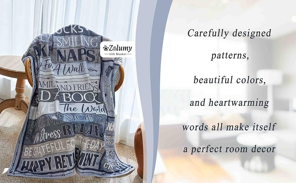 Blanket for Retirement Gifts, “Retirement Rules: Happy Retirement”, From Family Friends, Birthday Christmas Holiday, Inspirational Theme