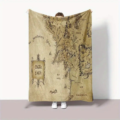 Gifts for Fantasy Lovers Blanket - Middle Earth - From Friends Family, Birthday Christmas Holiday, Inspirational Map