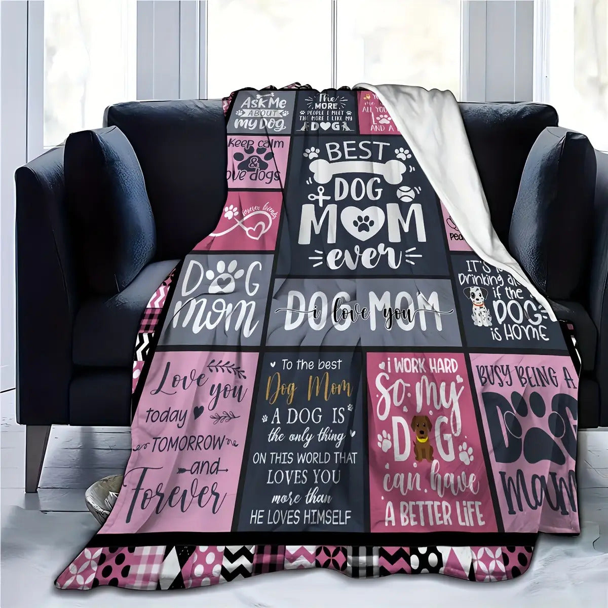 Gift for Dog Mom Blanket - Best Dog Mom Ever - From Parents, Birthday, Christmas, Everyday Encouragement, Inspirational