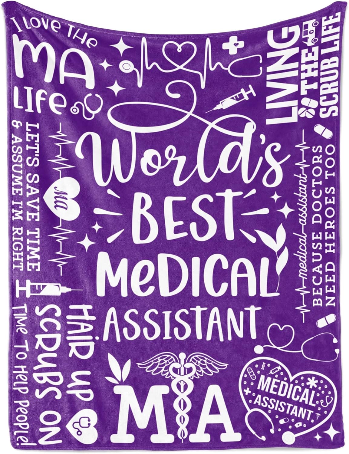 Blanket for Medical Assistant Gifts, “World’s Best Medical Assistant”, From Parents, Birthday, Christmas, Graduation, Inspirational