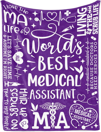 Blanket for Medical Assistant Gifts, “World’s Best Medical Assistant”, From Parents, Birthday, Christmas, Graduation, Inspirational