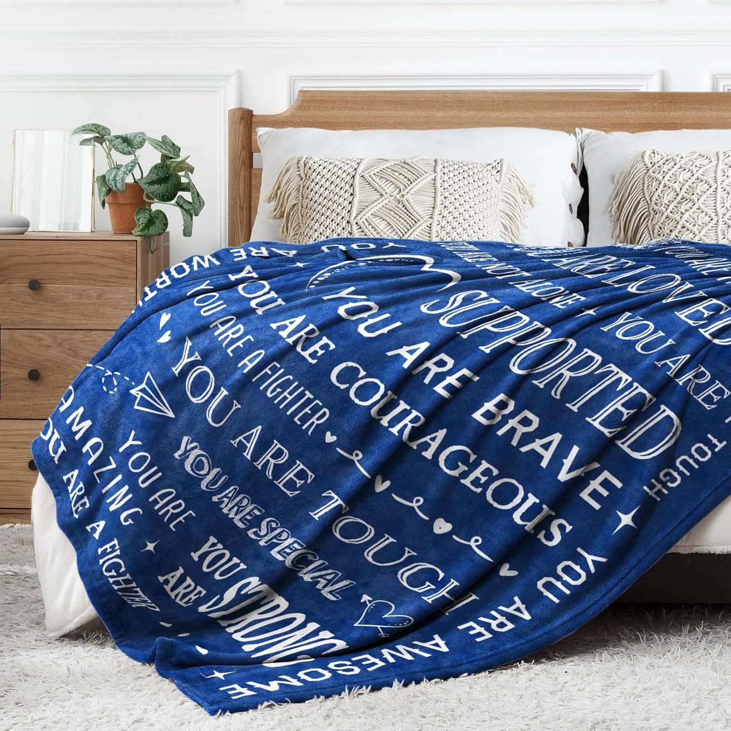 Blanket for Son Gifts, “You Are Loved You Are Supported You Are Brave You Are Strong”, From Mom Dad, Birthday Christmas Graduation, Inspirational
