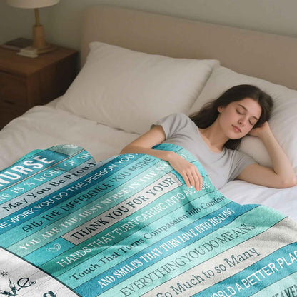 Gifts for Nurse Blanket, “Best Nurse Ever”, From Family Friends, Birthday Christmas Graduation Holiday, Inspirational Motivational