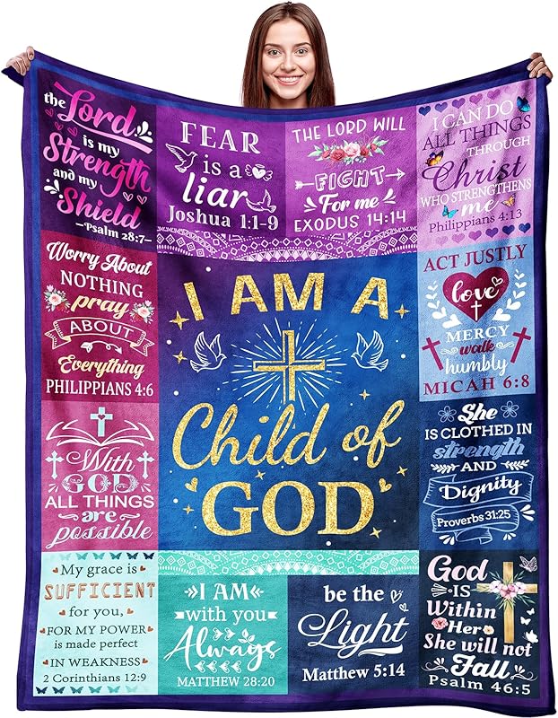 Blanket for Son Gifts, “I Am a Child of God”, From Mom Dad, Birthday, Christmas, Graduation, Inspirational Motivational