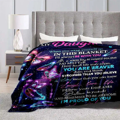 Blanket for Daughter Gifts - To My Daughter When you wrap yourself up in this blanket I'll always be with you,” From Mom, Birthday, Christmas, Graduation, Inspirational Encouragement