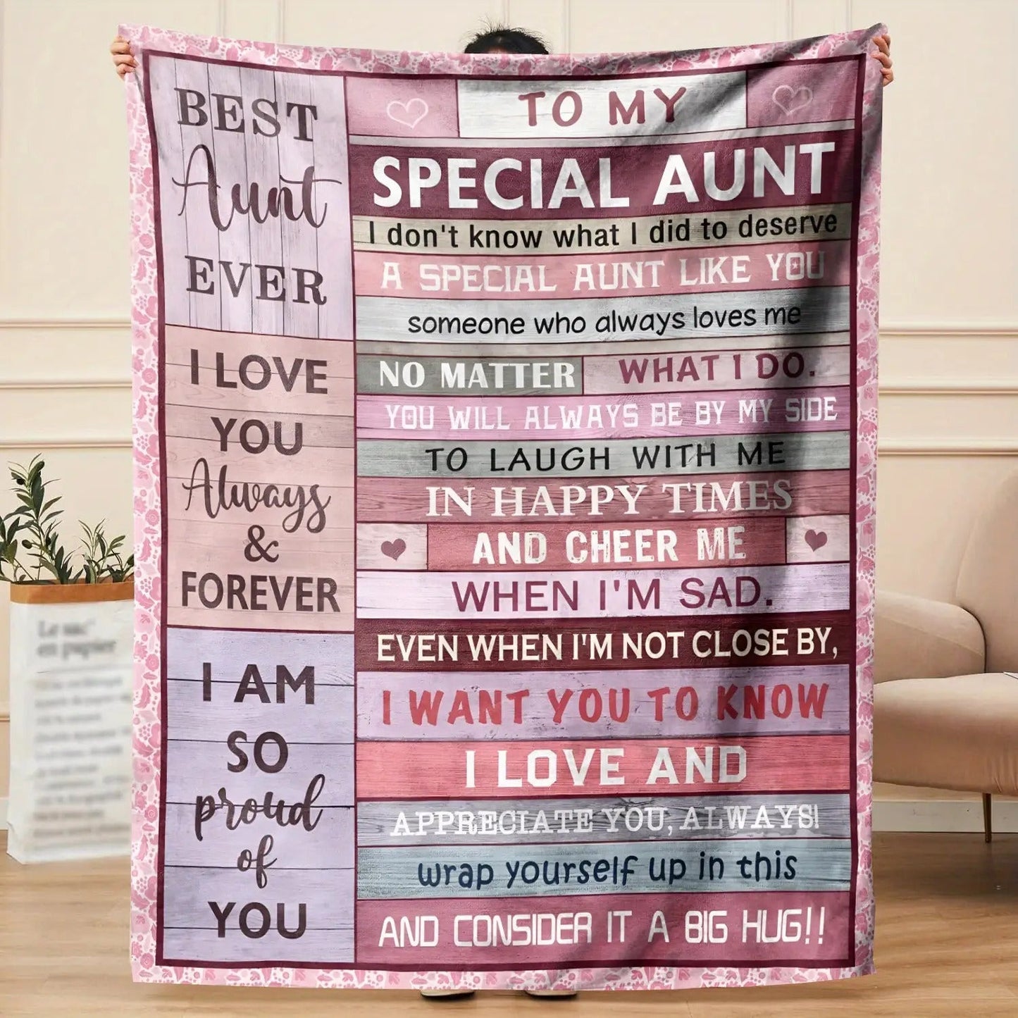 Gifts for Aunt Blanket - Best Aunt Ever I Love You Always & Forever I Am So Proud of You - From Nephew Niece, Birthday Christmas Holiday, Inspirational Motivational
