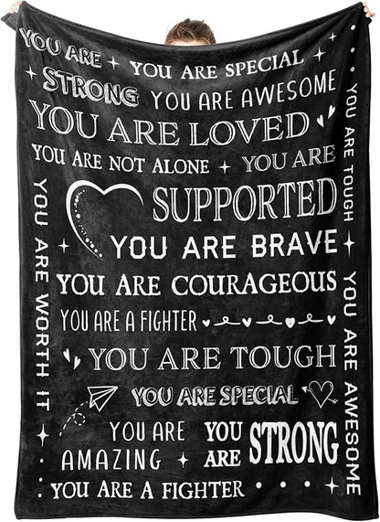 Gifts for Son Blanket, “You Are Loved, Supported, Brave, Courageous, Strong”, From Mom Dad, Birthday, Christmas, Encouragement, Inspirational
