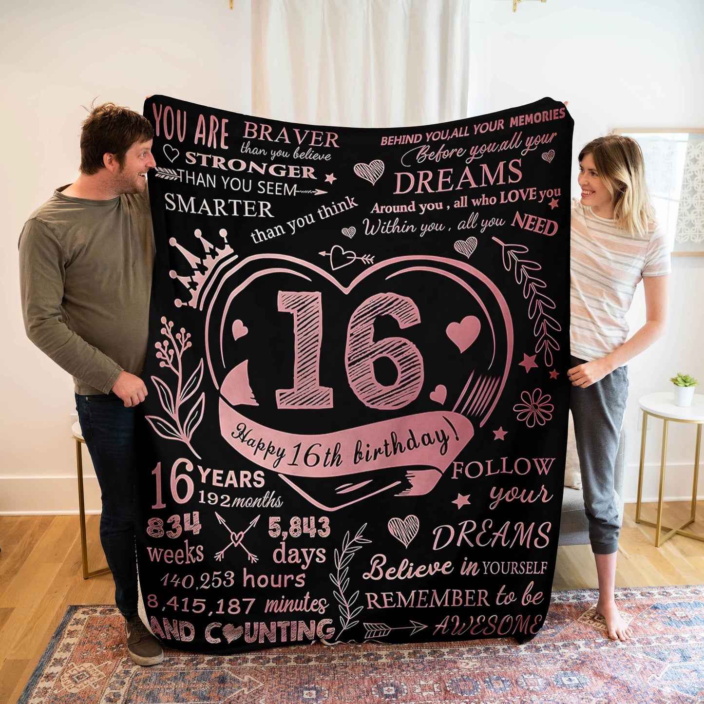 Gifts for Daughter Blanket - Happy 16th Birthday - From Parents, Birthday, Graduation, Inspirational Motivational