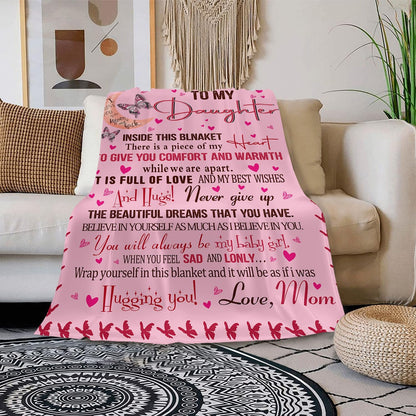 Gifts for Daughter Blanket, "To My Daughter, Never Give Up the Beautiful Dreams That You Have", From Mom, Birthday Christmas Graduation, Inspirational