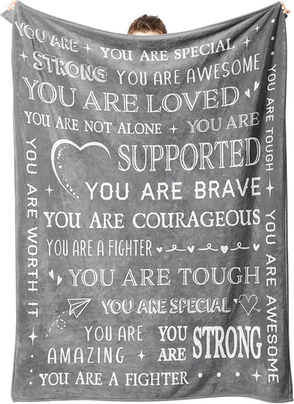 Gifts for Son Blanket, “You Are Loved, Supported, Brave, Courageous, Strong”, From Mom Dad, Birthday, Christmas, Encouragement, Inspirational
