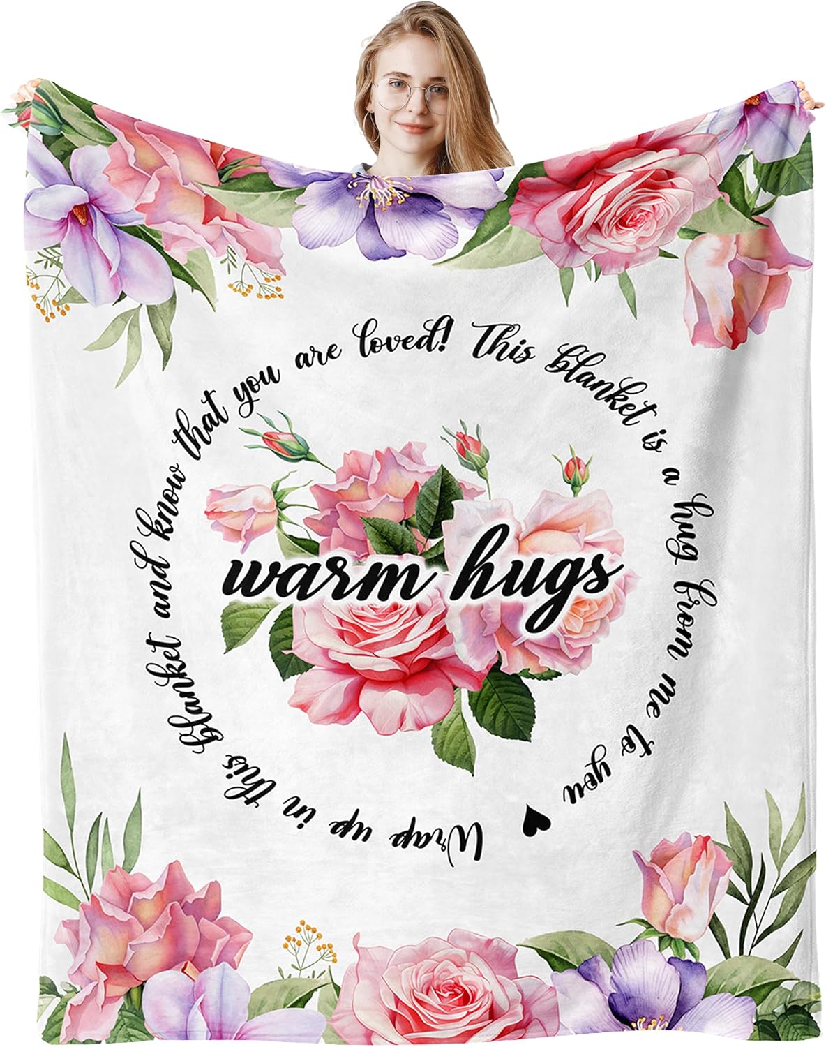 Blanket for Son Gifts, “Warm Hugs”, From Mom Dad, Birthday Christmas Graduation Everyday Encouragement, Inspirational Motivational