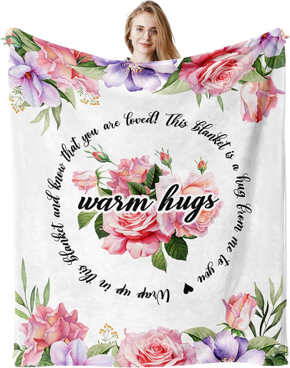 Blanket for Son Gifts, “Warm Hugs”, From Mom Dad, Birthday Christmas Graduation Everyday Encouragement, Inspirational Motivational