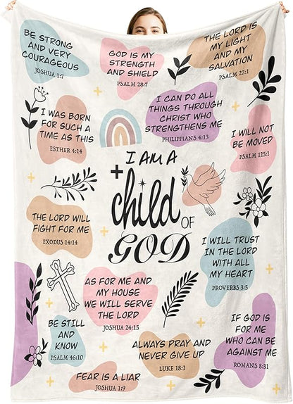 Blanket for Son Gifts, “I Am A Child of God”, From Mom Dad, Birthday, Christmas, Graduation, Everyday Encouragement, Inspirational