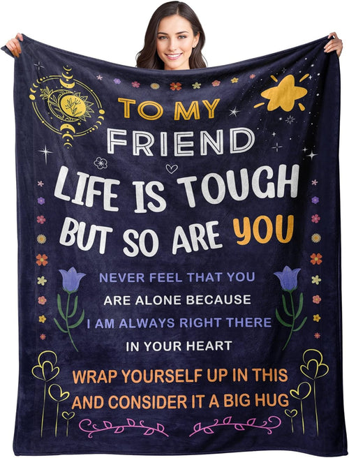 Blanket for Friend Gifts, “Life Is Tough But So Are You”, From Bestie, Birthday, Christmas, Everyday Encouragement, Inspirational